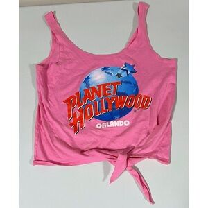 Planet Hollywood Orlando, FL Graphic Tie-Front Tank Top T-Shirt Cami Size M 🌎✨